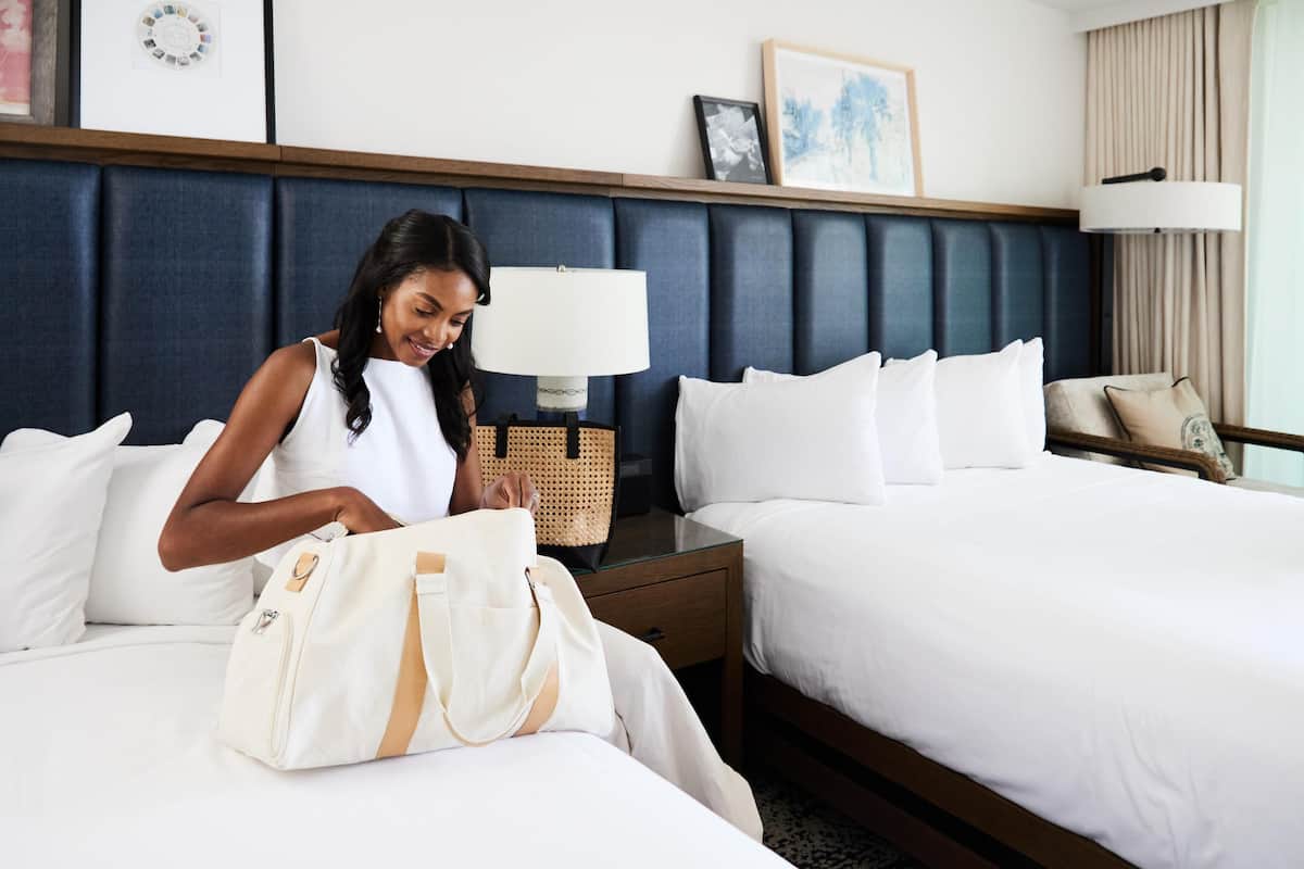 Room, 2 Queen Beds (Sweetgrass Inn) | In-room safe, desk, laptop workspace, iron/ironing board