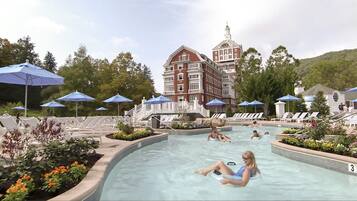 Indoor pool, outdoor pool, open 9:00 AM to 8:00 PM, cabanas (surcharge)