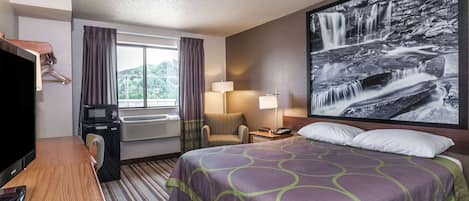 In-room safe, desk, laptop workspace, blackout curtains