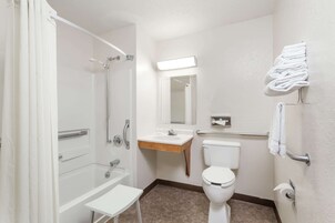 Bañera con ducha, artículos de tocador gratuitos, secador de pelo