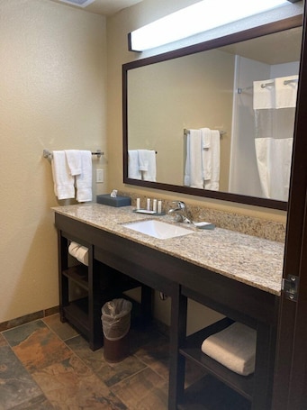 Ensemble douche/baignoire, articles de toilette gratuits, sèche-cheveux. La Quinta Inn by Wyndham Binghamton - Johnson City