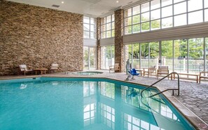 Indoor pool, open 9:00 AM to 9:00 PM, sun loungers