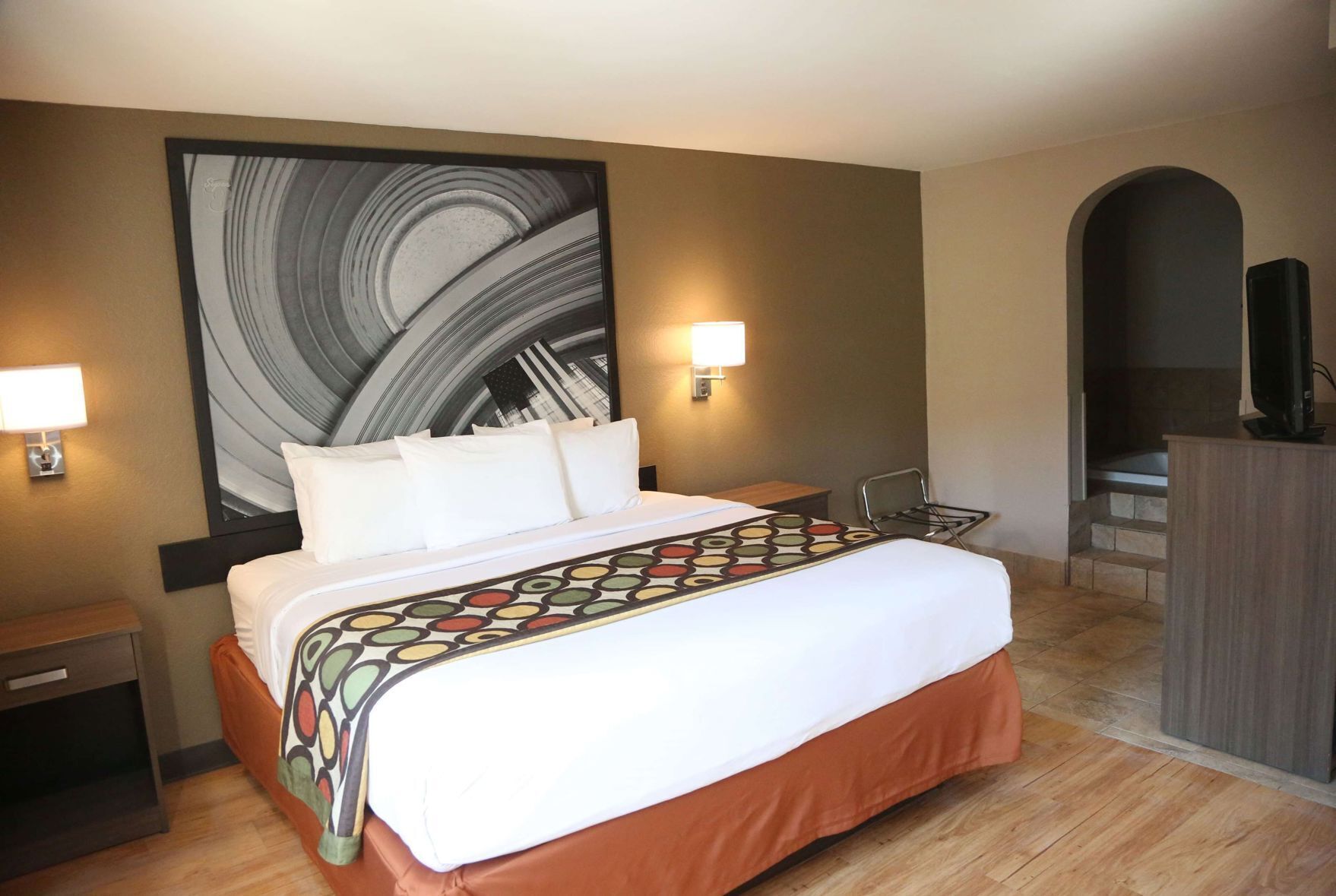 Hypo-allergenic bedding, pillowtop beds, desk, blackout drapes