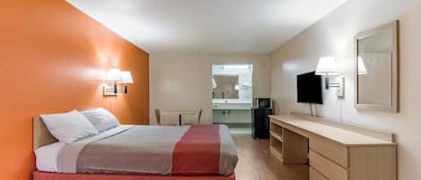 Desk, free WiFi, bed sheets