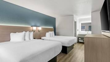 Standard Room, 2 Queen Beds, Non Smoking | Desk, laptop workspace, free WiFi, bed sheets