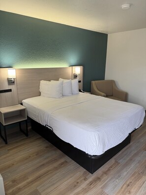 Desk, laptop workspace, free WiFi, bed sheets