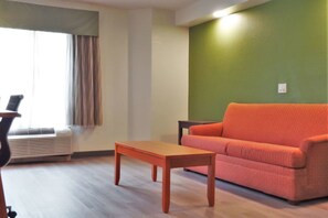 Premium bedding, desk, blackout drapes, iron/ironing board