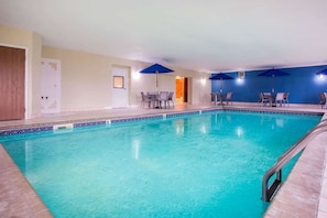 Indoor pool, open 7:00 AM to 11:00 PM, sun loungers