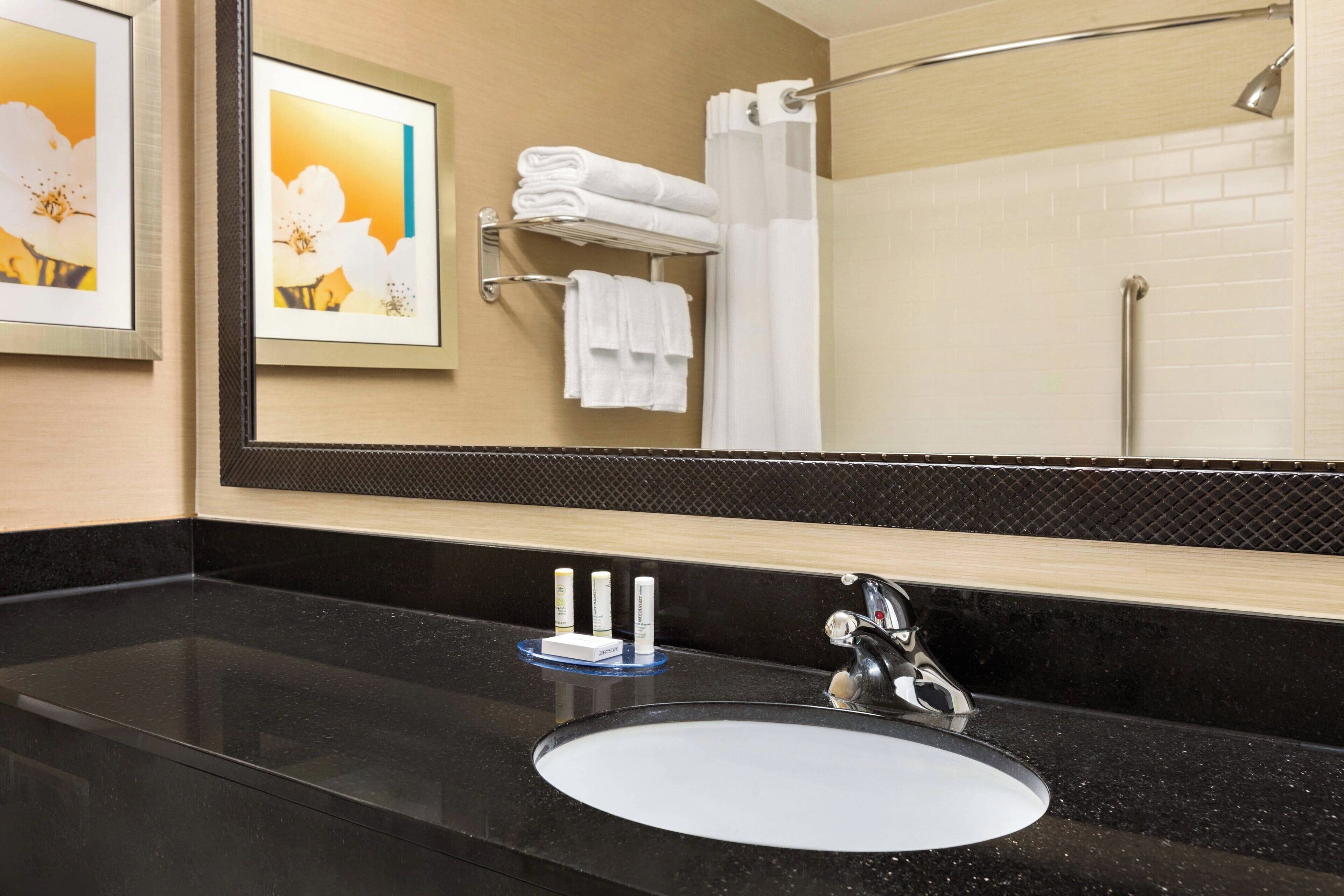 executive suite, 1 king bed with sofa bed, non smoking | bathroom | combined shower/bathtub, free toiletries, hair dryer, towels