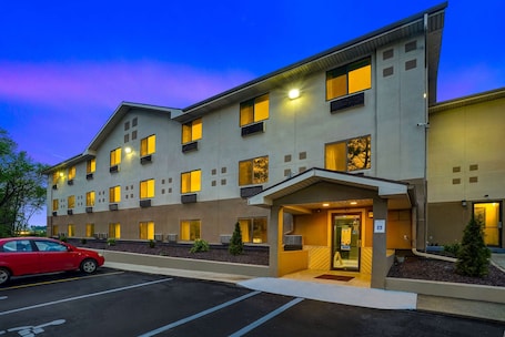 Front of property – evening/night. Motel 6 Montoursville, PA - Williamsport
