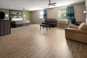 Suite estudio, 1 cama King size, para no fumadores | Escritorio, tabla de planchar con plancha, wifi gratis y ropa de cama 