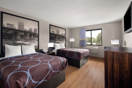 Room, 2 Double Beds, Non Smoking | Desk, iron/ironing board, free WiFi, bed sheets