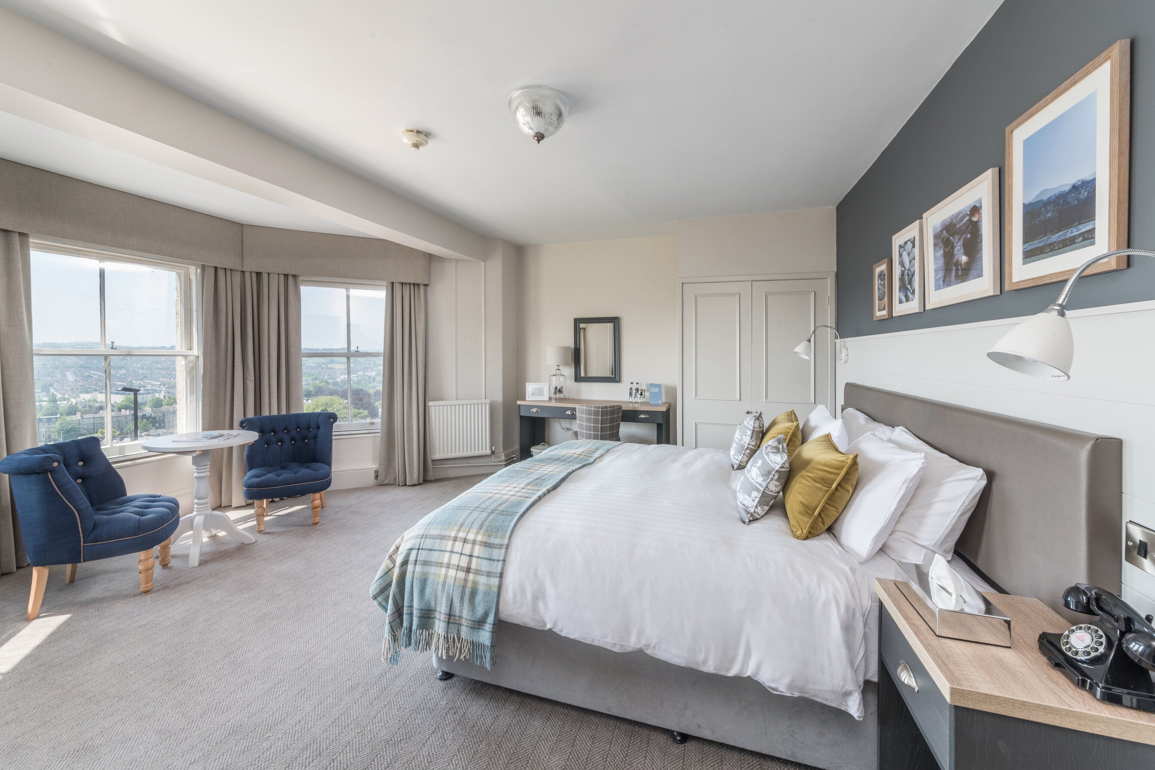 1 bedroom, desk, blackout curtains, iron/ironing board