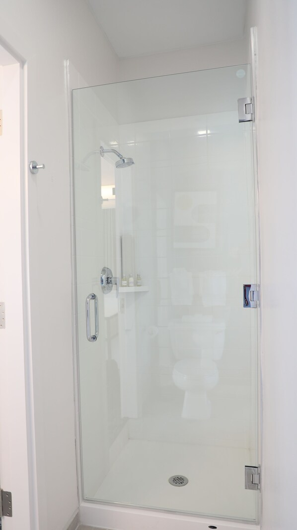 Deluxe Room, 1 Queen Bed (Renovated) | Bathroom | Combined shower/tub, hair dryer, towels
