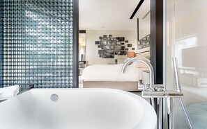 Egyptian cotton sheets, premium bedding, free minibar, in-room safe