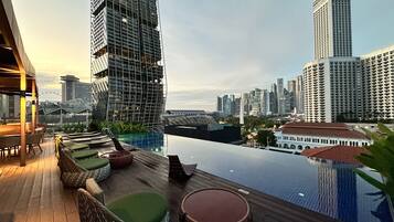 Outdoor pool, sun loungers