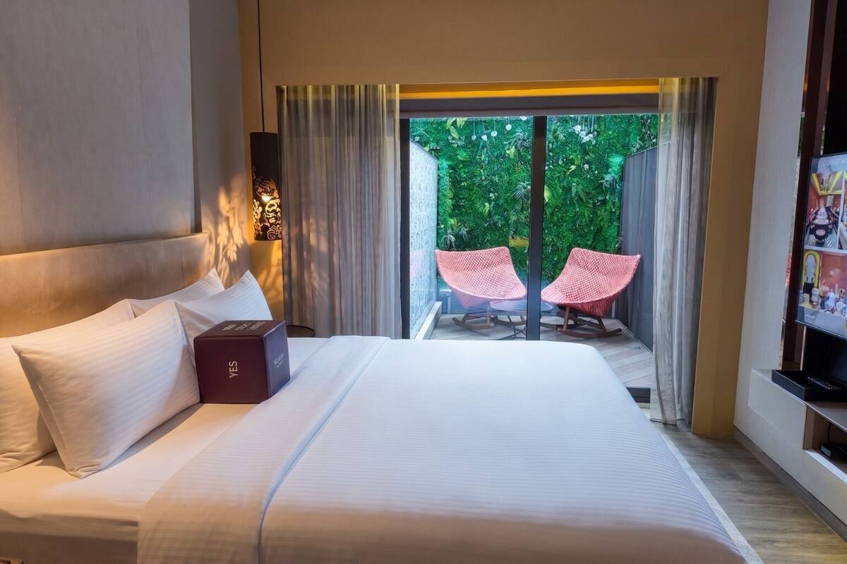 Patio Room | Egyptian cotton sheets, premium bedding, minibar (free items)