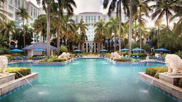 Outdoor pool, sun loungers