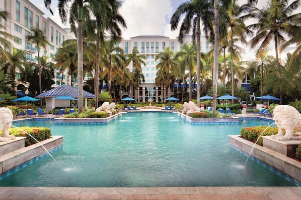 Outdoor pool, sun loungers