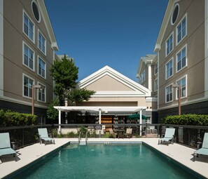 Outdoor pool, sun loungers