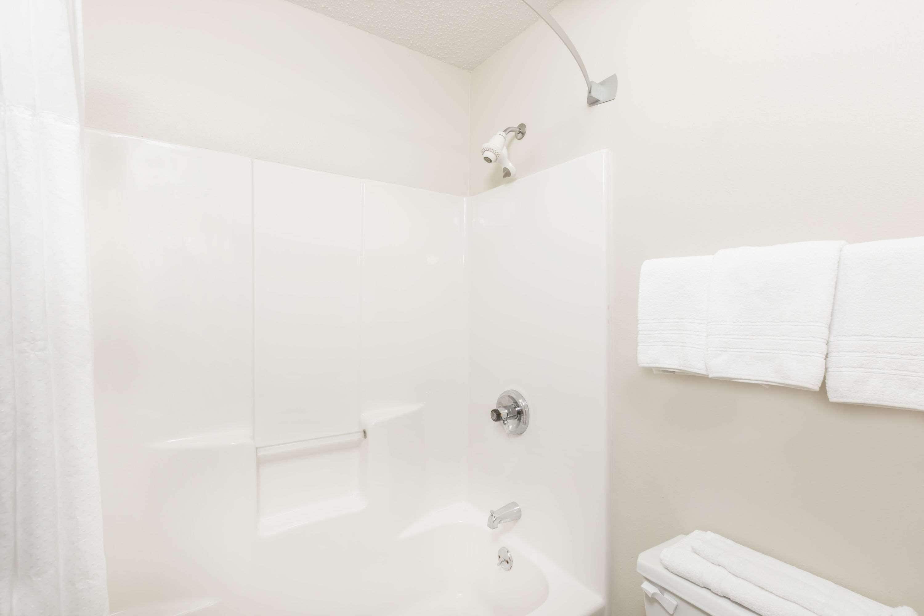 A modern bathroom with a walk-in shower, a bathtub, and a toilet.