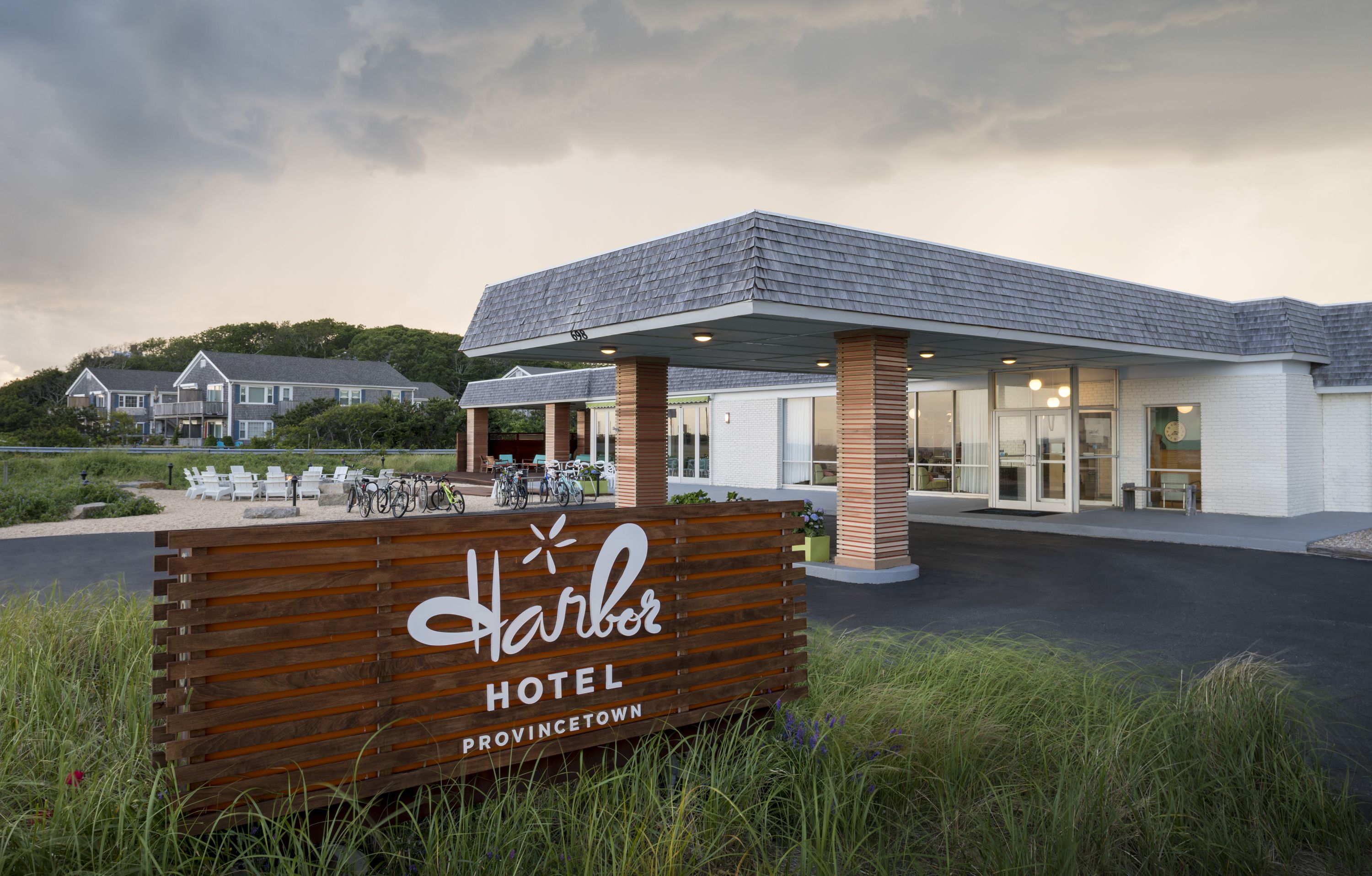 A hotel sign with the name "Harbor Hotel" and "Provincetown" visible.