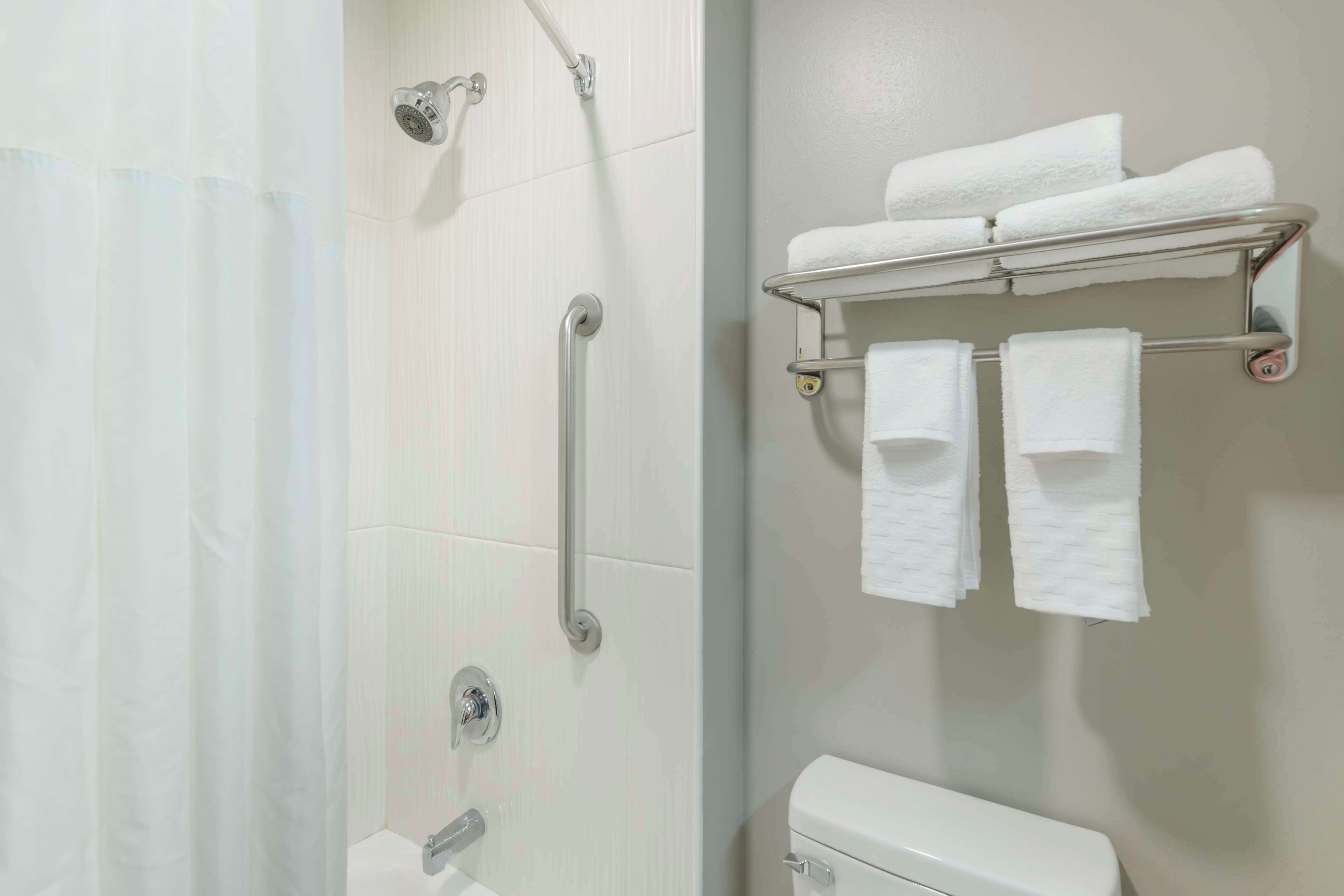 suite, 1 king bed, non smoking, refrigerator & microwave | bathroom | free toiletries, hair dryer, towels, soap