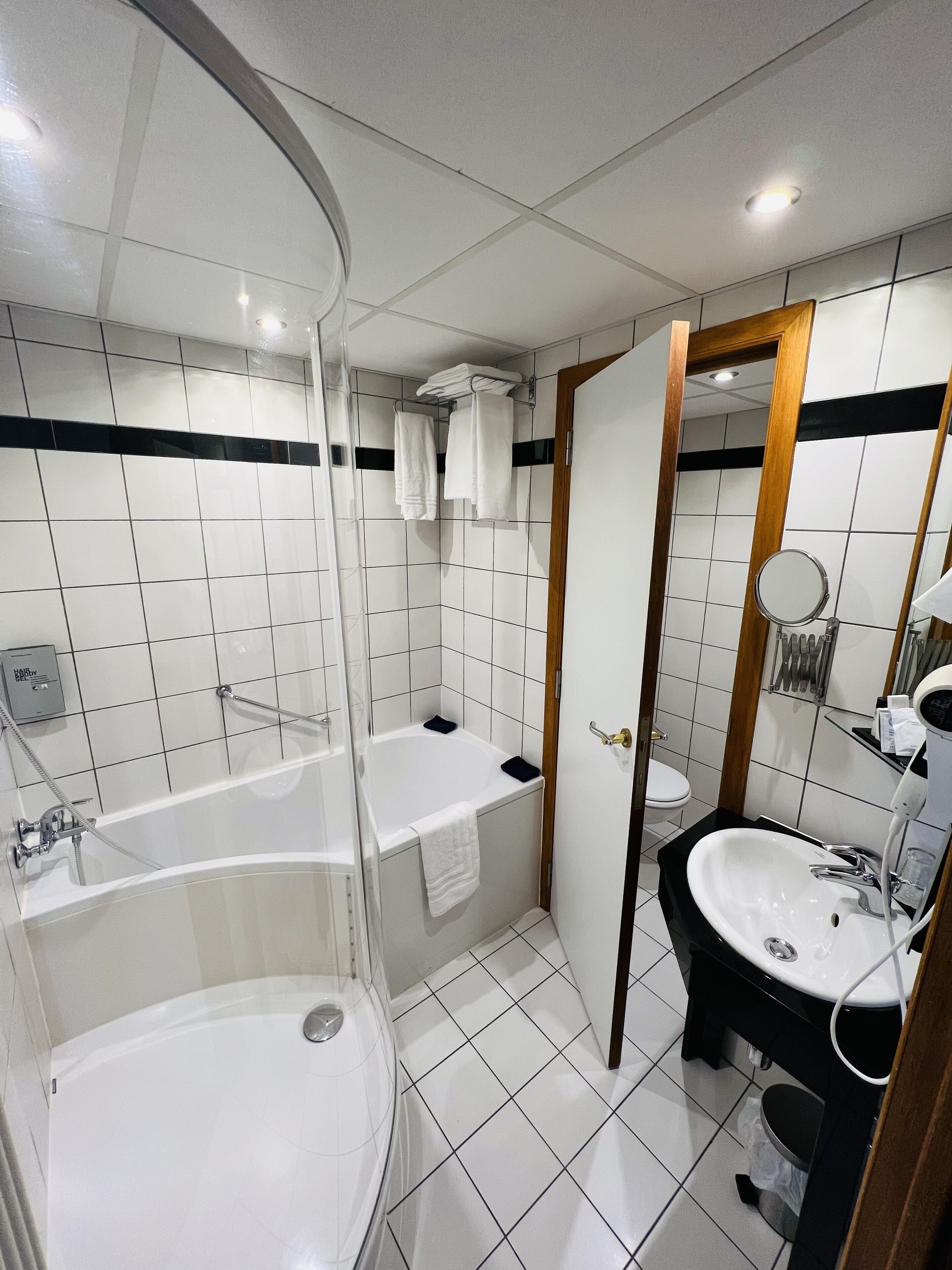 family room | bathroom | combined shower/bathtub, free toiletries, hair dryer, towels