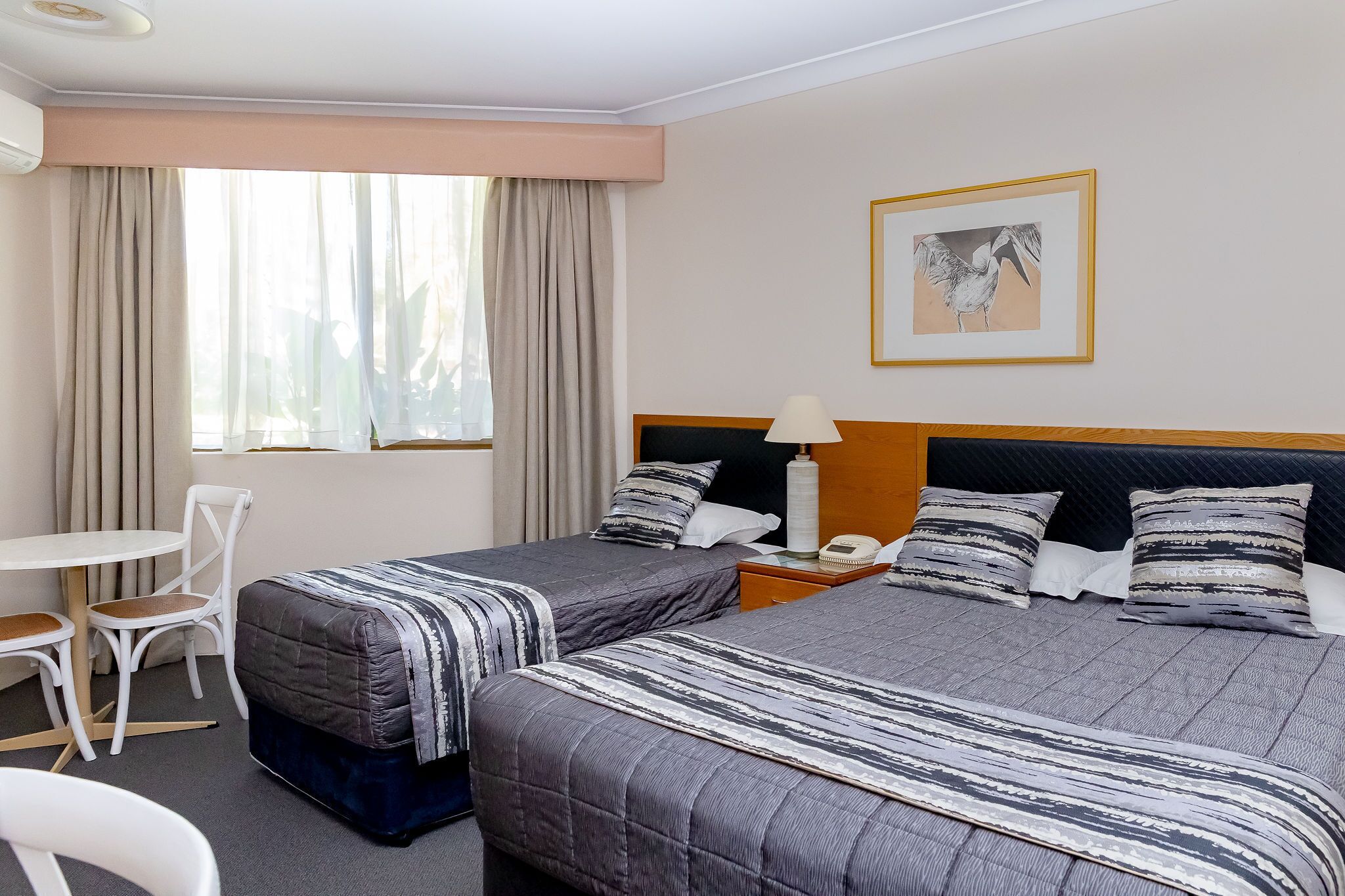 1 bedroom, desk, laptop workspace, blackout curtains