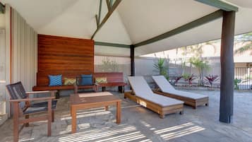 Outdoor pool, pool loungers