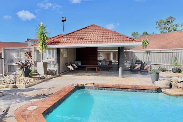 Outdoor pool, sun loungers