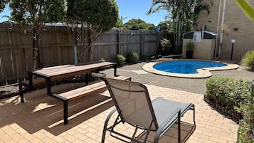 Outdoor pool, pool loungers