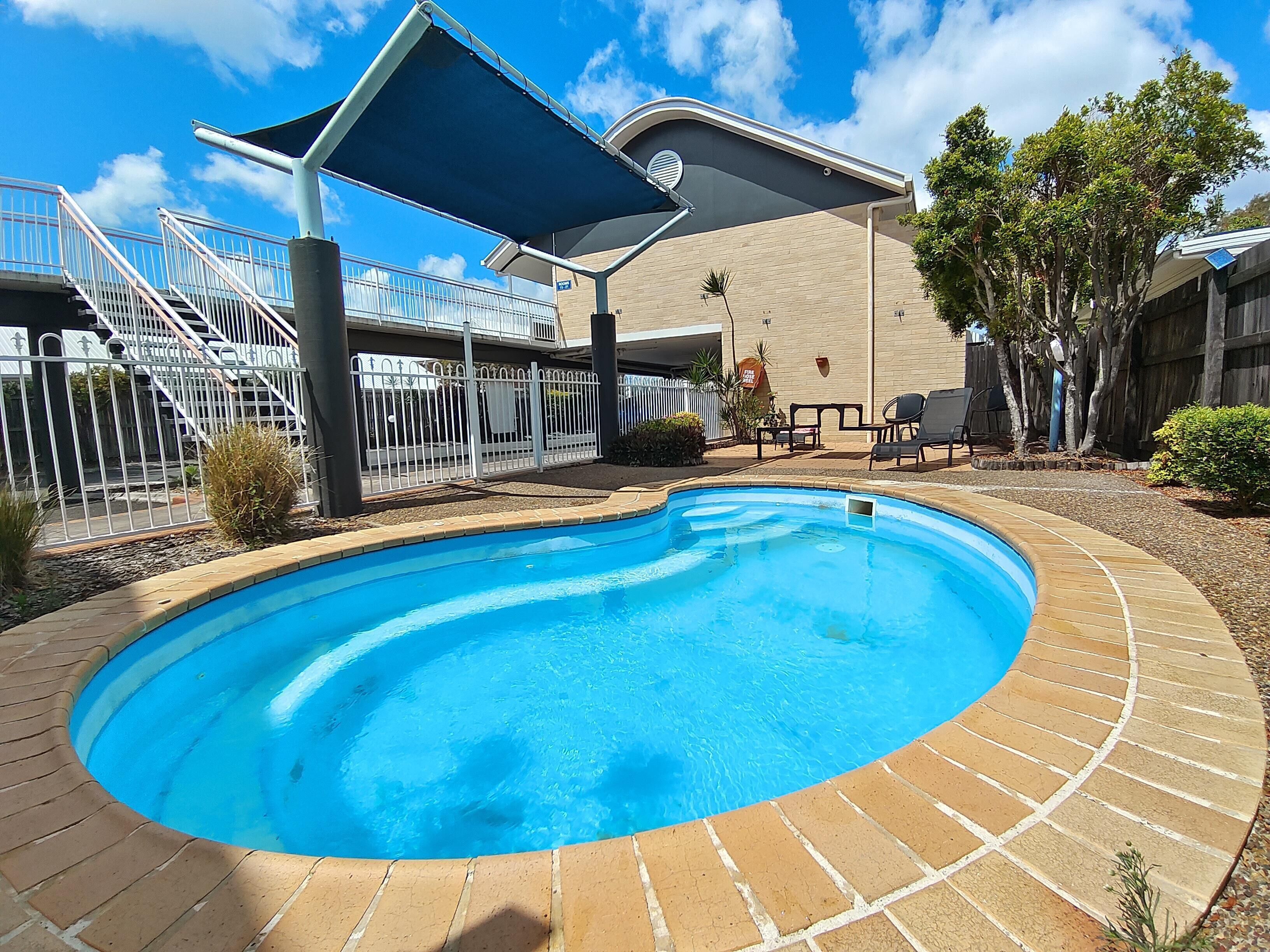 Outdoor pool, sun loungers
