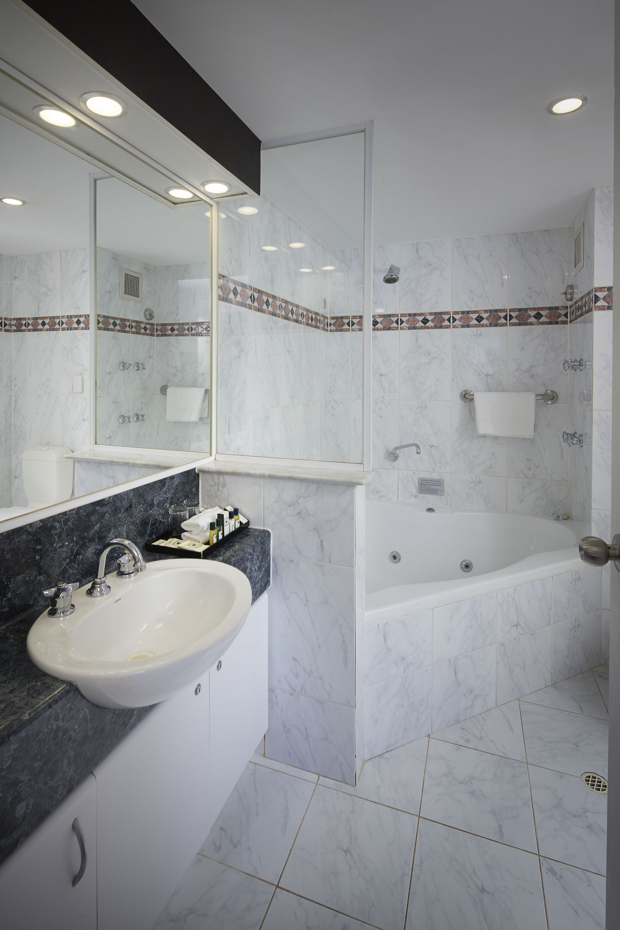 free toiletries, hair dryer, towels