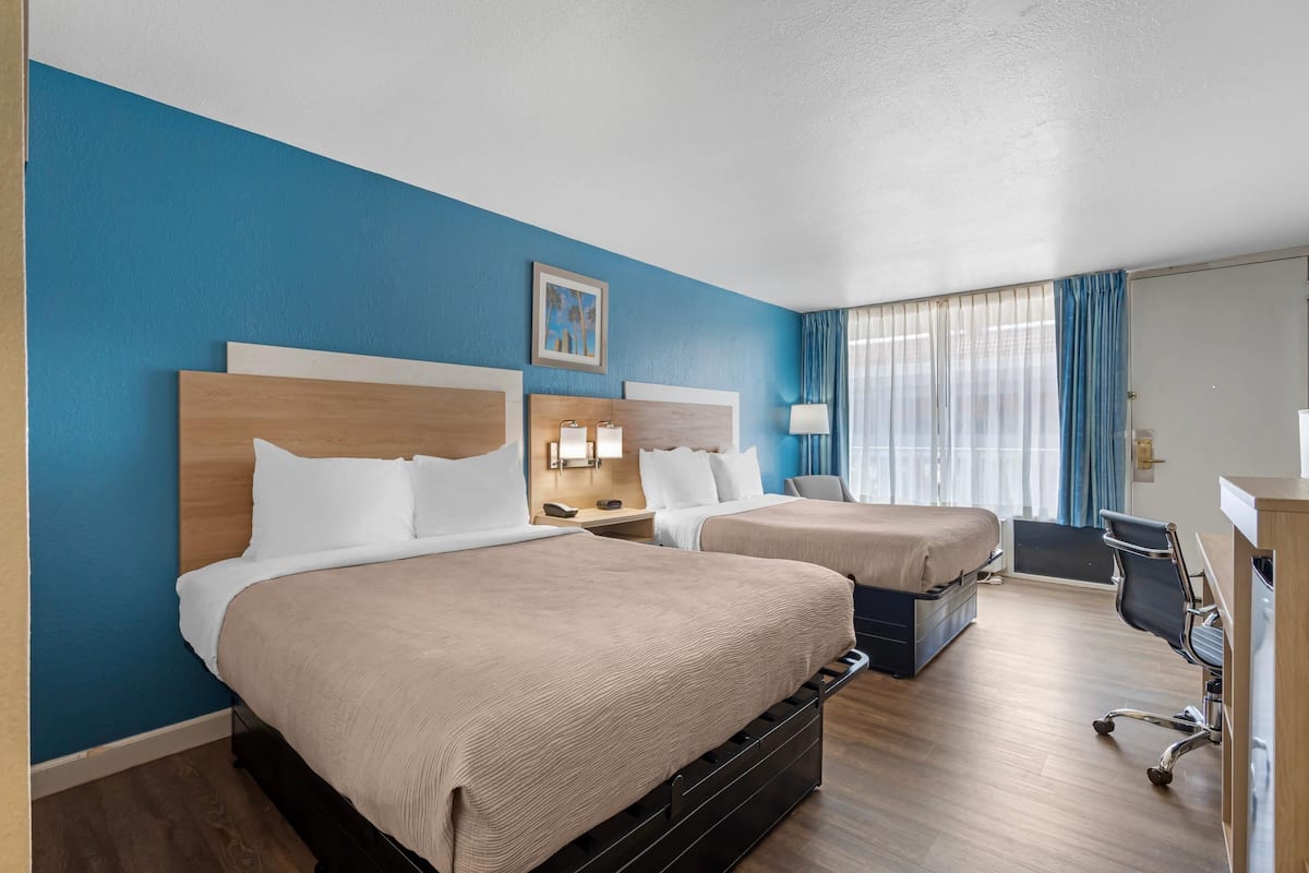 Room, 2 Queen Beds, Non Smoking | In-room safe, desk, laptop workspace, iron/ironing board