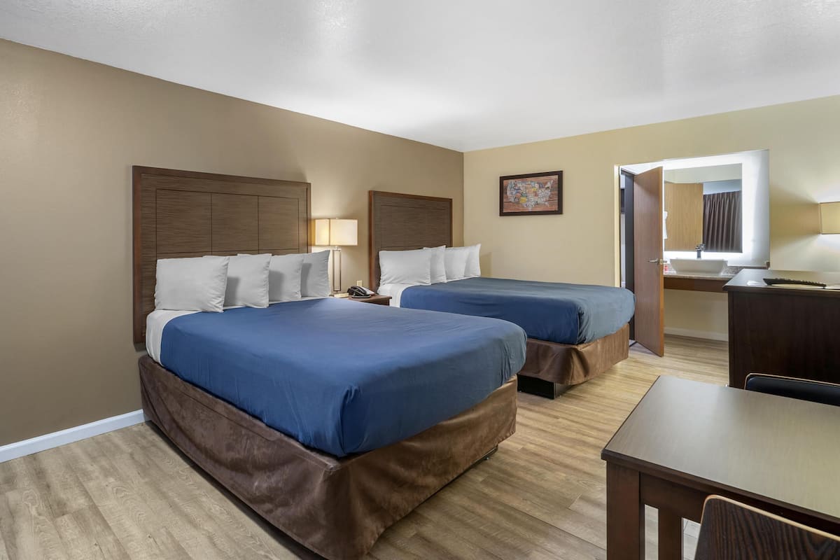 Standard Room, 2 Queen Beds, Non Smoking, Refrigerator & Microwave | Desk, laptop workspace, iron/ironing board, WiFi