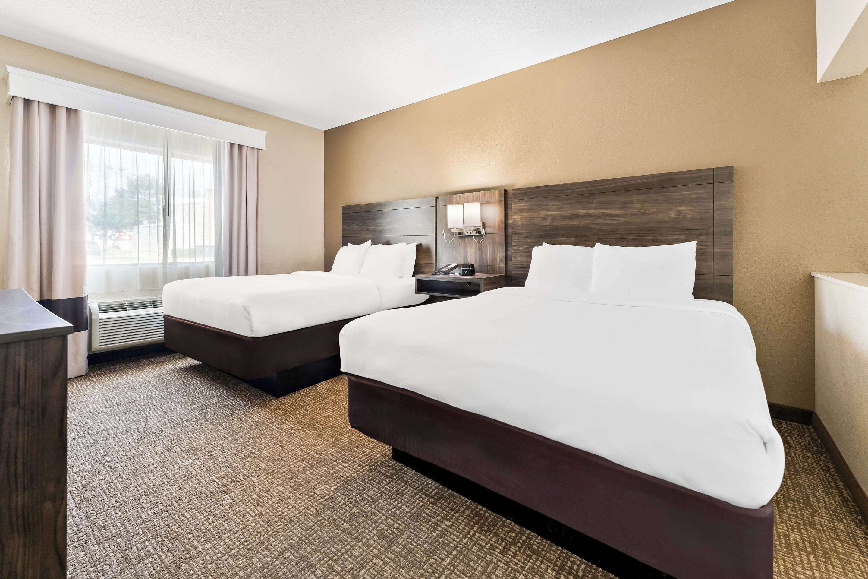 suite, 2 queen beds, non smoking | premium bedding, desk, iron/ironing board, free cots/infant beds