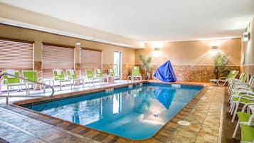 Indoor pool, open 6:00 AM to 10:00 PM, sun loungers