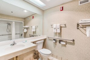Room, 1 King Bed with Sofa bed, Accessible, Non Smoking | Bathroom | Combined shower/tub, free toiletries, hair dryer, towels