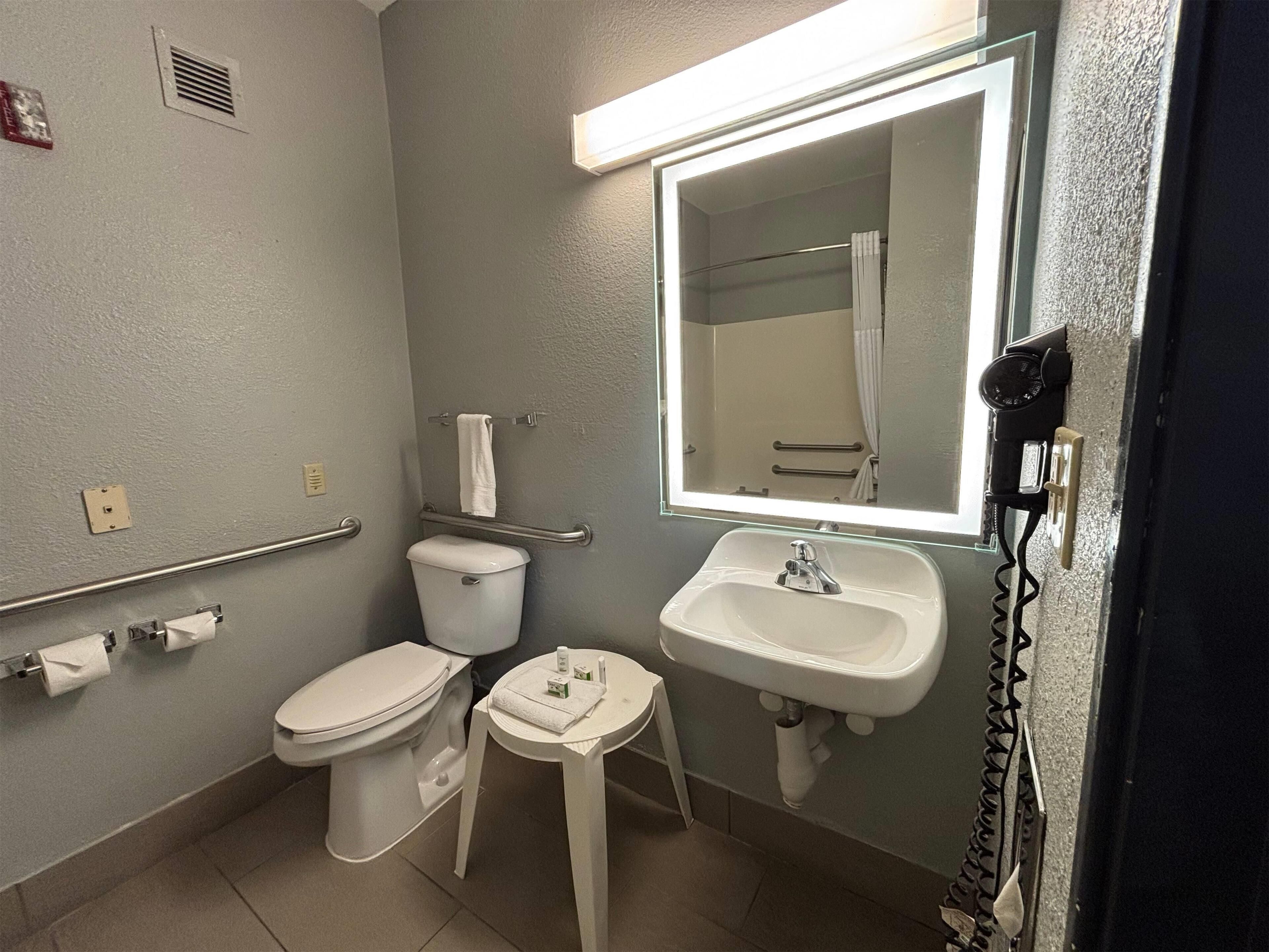 free toiletries, hair dryer, towels, soap