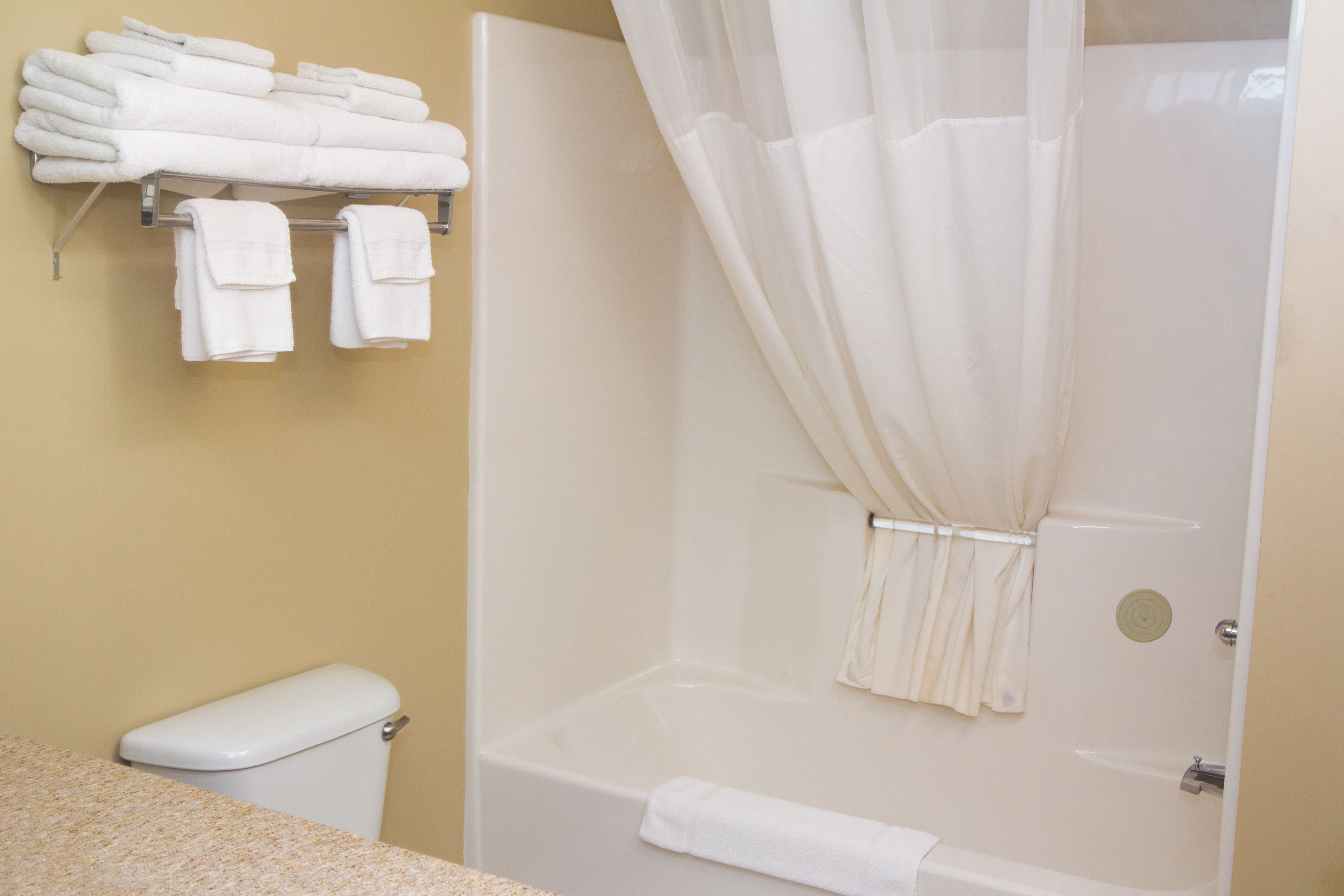 bathtub, free toiletries, hair dryer, towels