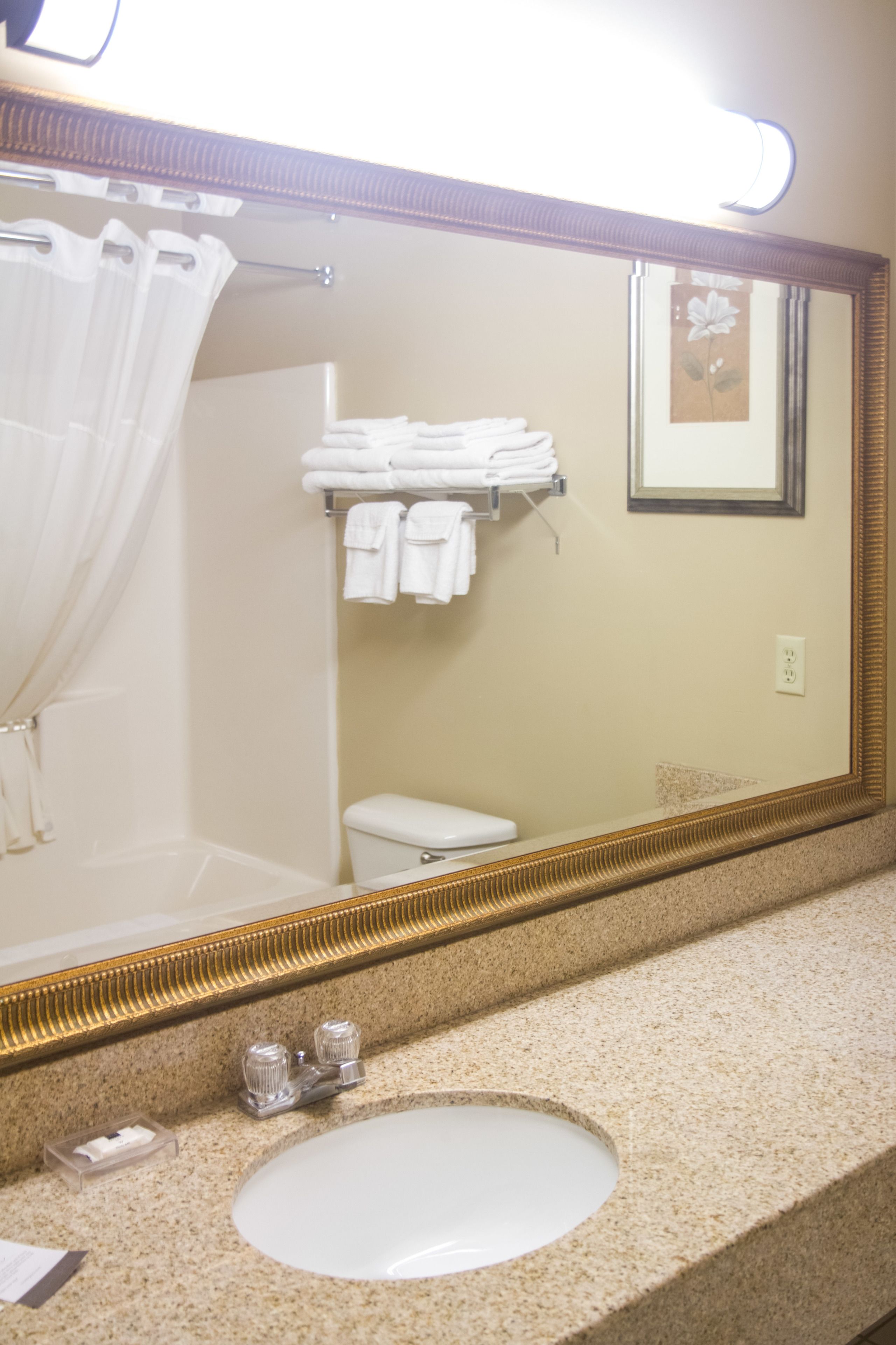 bathtub, free toiletries, hair dryer, towels