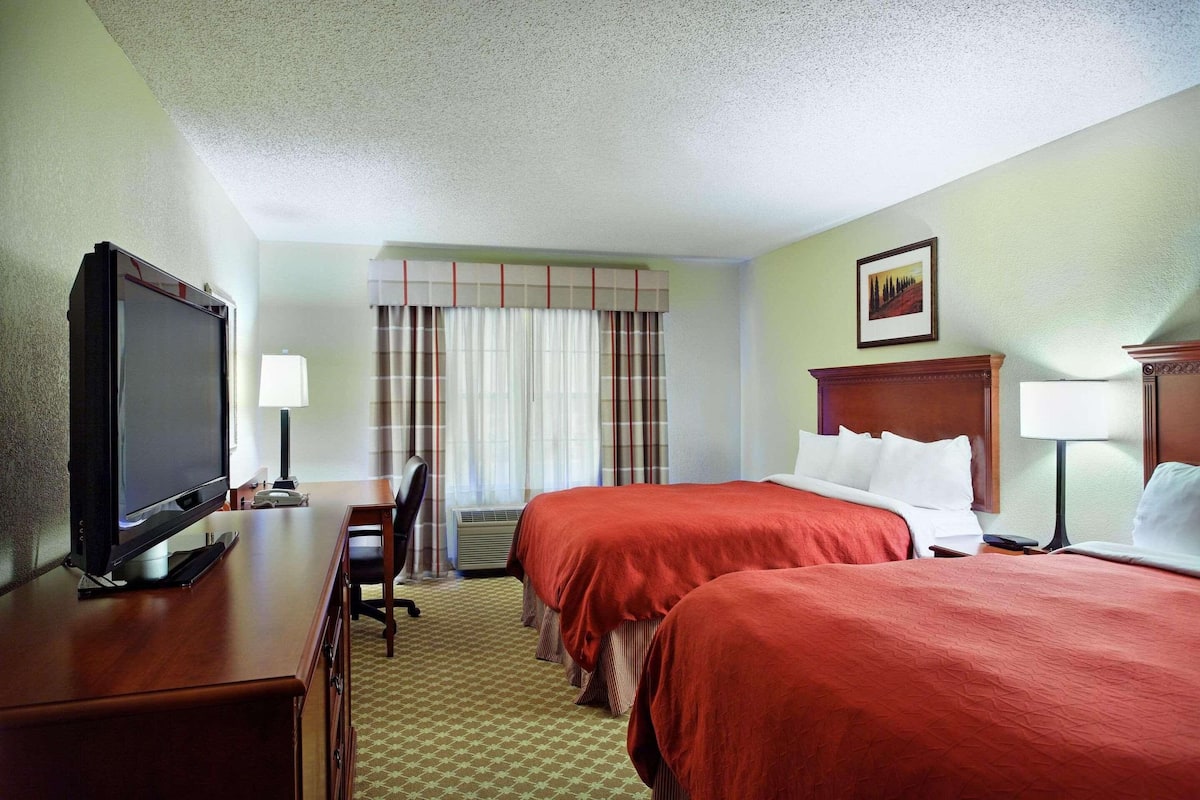 1 bedroom, desk, blackout curtains, iron/ironing board