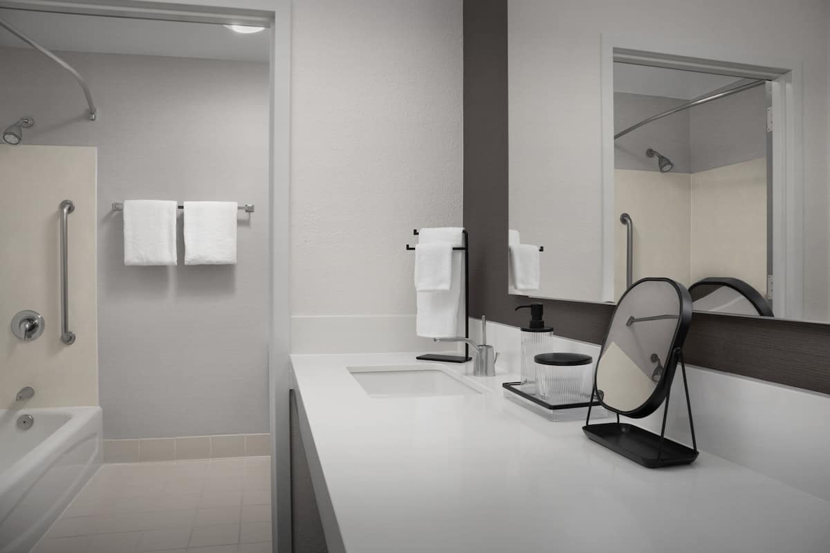 free toiletries, hair dryer, towels