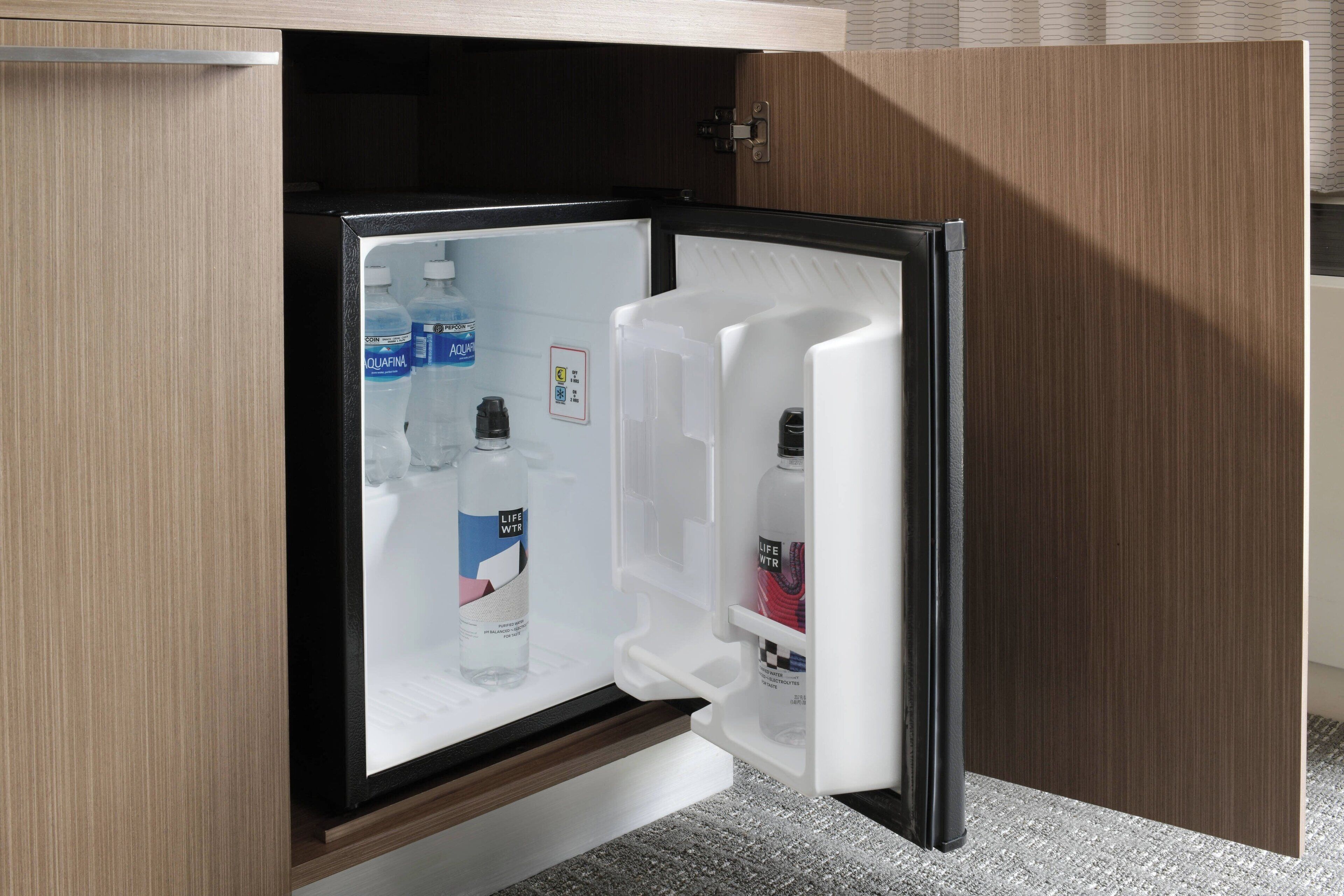 premium bedding, desk, laptop workspace, blackout curtains