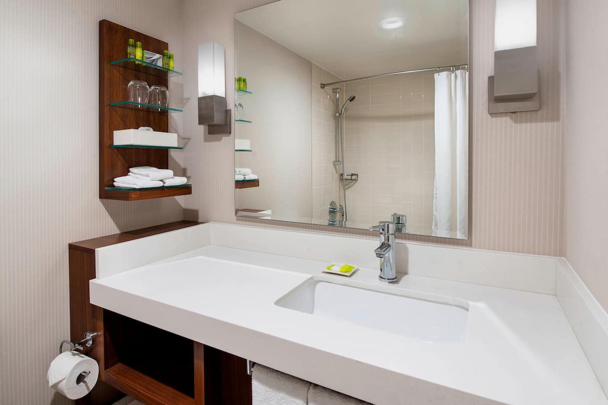 free toiletries, hair dryer, towels