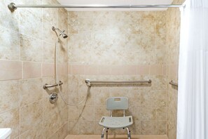 Combined shower/bathtub, hydromassage showerhead, hair dryer, towels - Days Inn by Wyndham Snyder (Snyder)