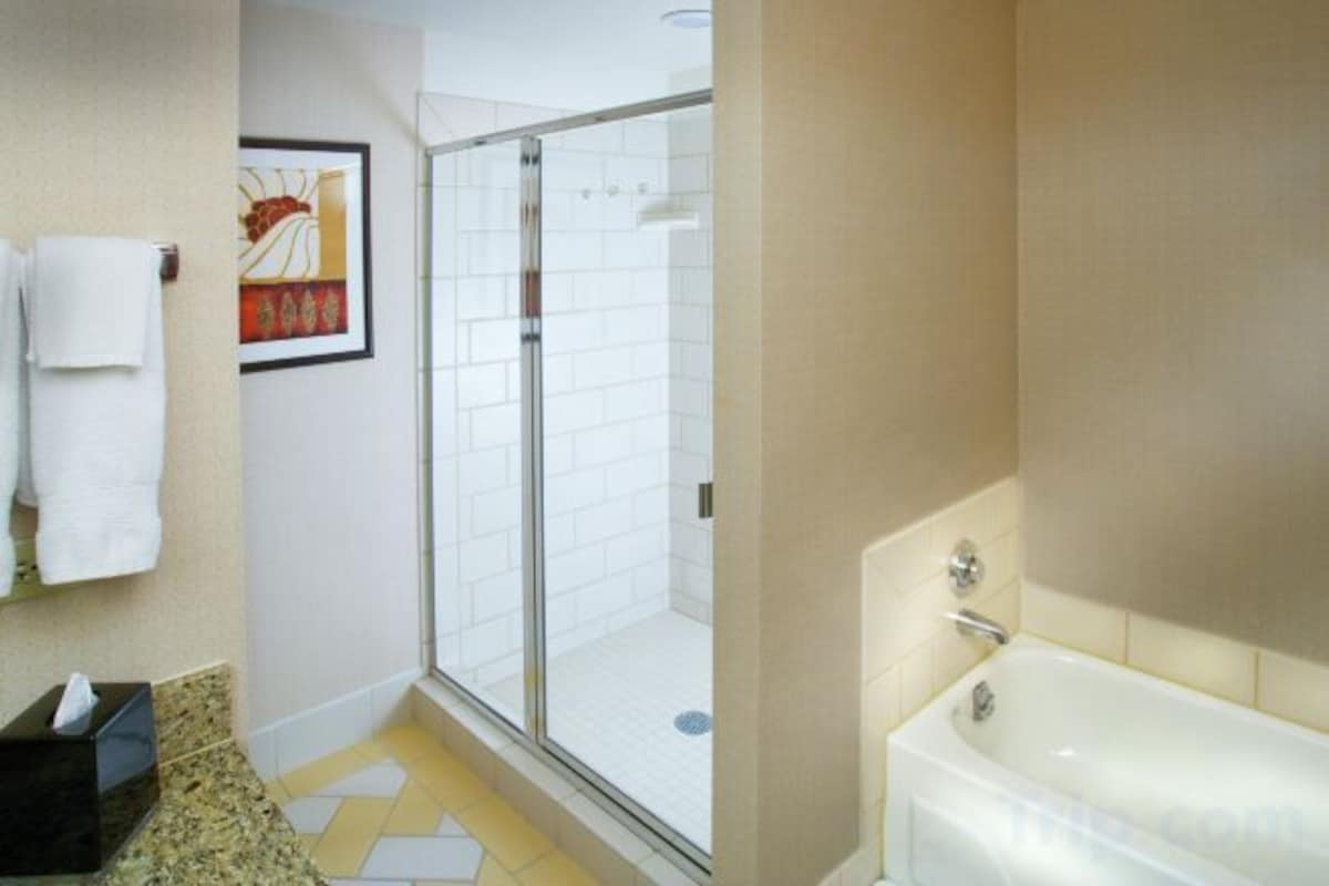 Baignoire et douche séparées, articles de toilette gratuits
