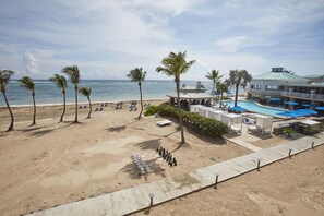 On the beach, snorkeling, beach bar, surfing