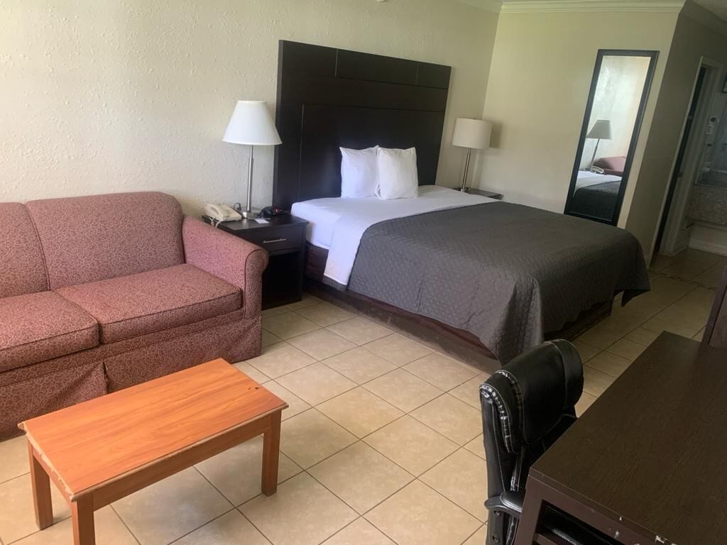 desk, laptop workspace, blackout curtains, free wifi